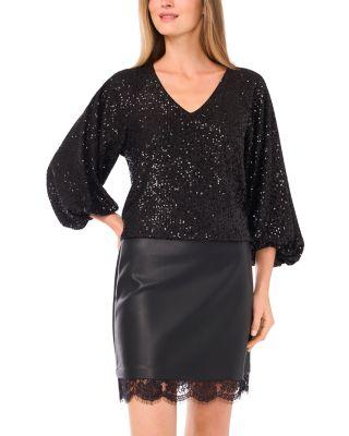 Sequined Raglan Top by VINCE CAMUTO