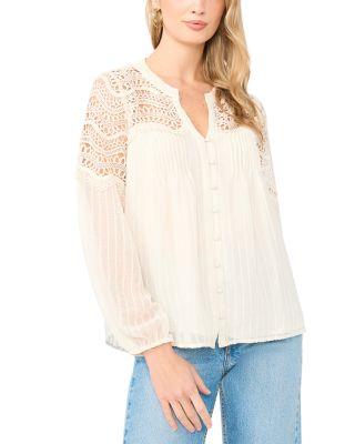 Split Neck Button Front Blouse by VINCE CAMUTO