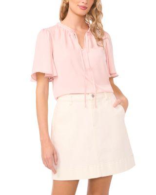 Tie Neck Flutter Sleeve Top by VINCE CAMUTO