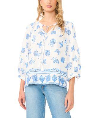 Tie Neck Peasant Sleeve Blouse by VINCE CAMUTO