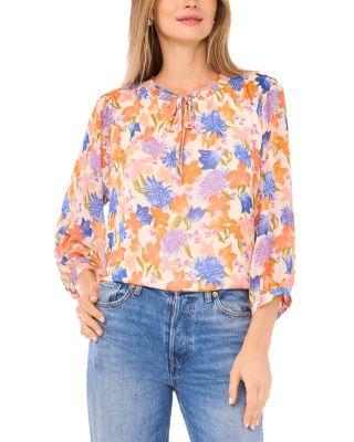 Tie Neck Peasant Top by VINCE CAMUTO