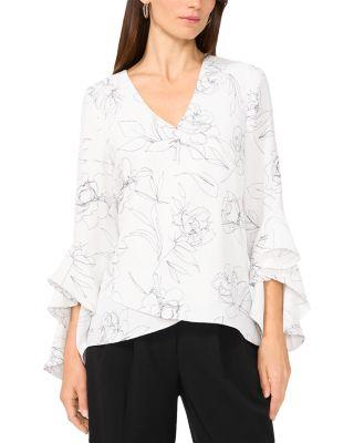 V Neck Flutter Sleeve Blouse by VINCE CAMUTO