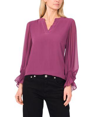 V Neck Sheer Sleeve Top by VINCE CAMUTO