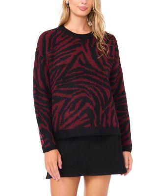 Zebra Jacquard Crewneck Sweater by VINCE CAMUTO