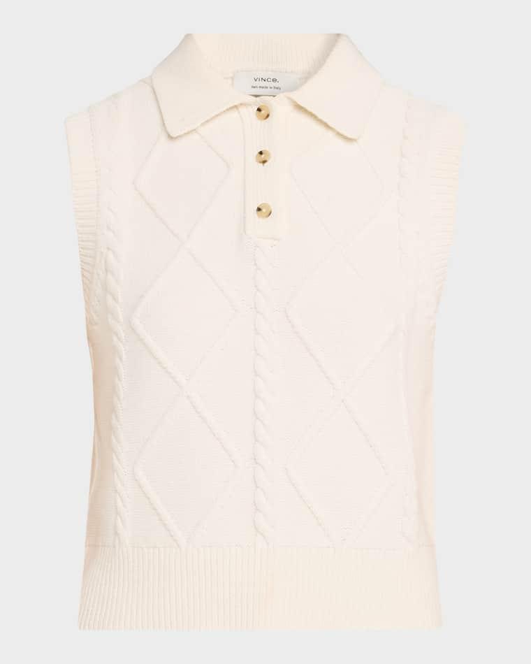 Cable-Knit Polo Vest by VINCE