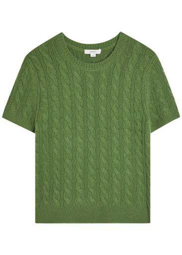 Cable-knit wool and cashmere-blend T-shirt by VINCE