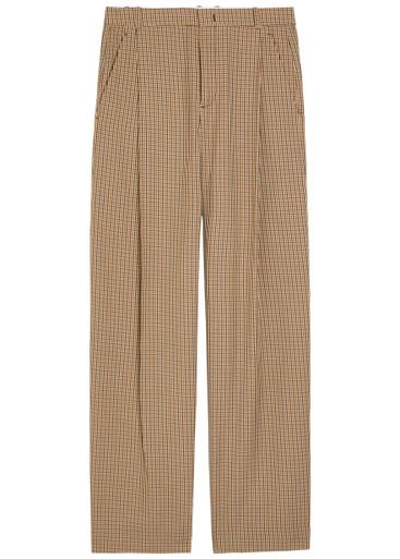Camille checked wide-leg woven trousers by VINCE