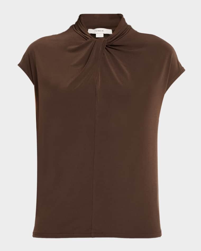 Cap-Sleeve Twist-Front Jersey Top by VINCE