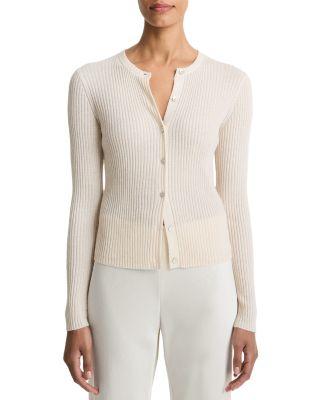 Cashmere & Silk Ribbed Cardigan by VINCE