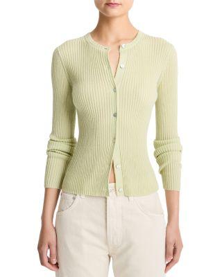 Cashmere & Silk Ribbed Cardigan by VINCE