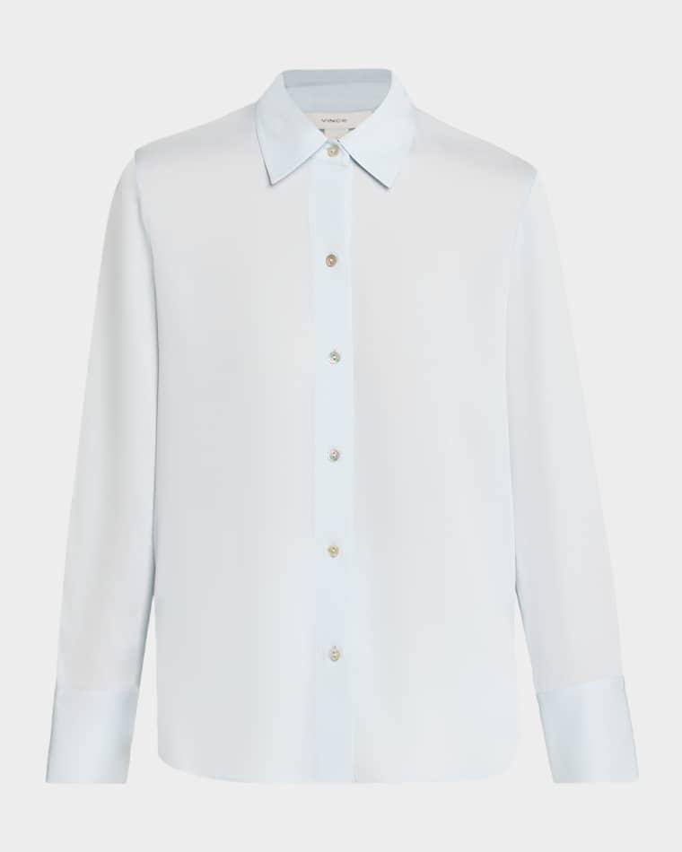 Classic Button-Front Blouse by VINCE