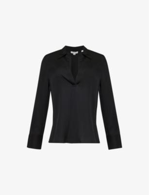 Collar V-neck silk-blend shirt by VINCE