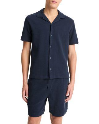 Cotton Blend Boucl&eacute; Regular Fit Button Down Camp Shirt by VINCE