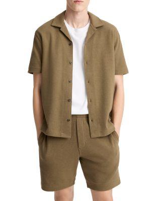 Cotton Blend Boucl&eacute; Regular Fit Button Down Camp Shirt by VINCE