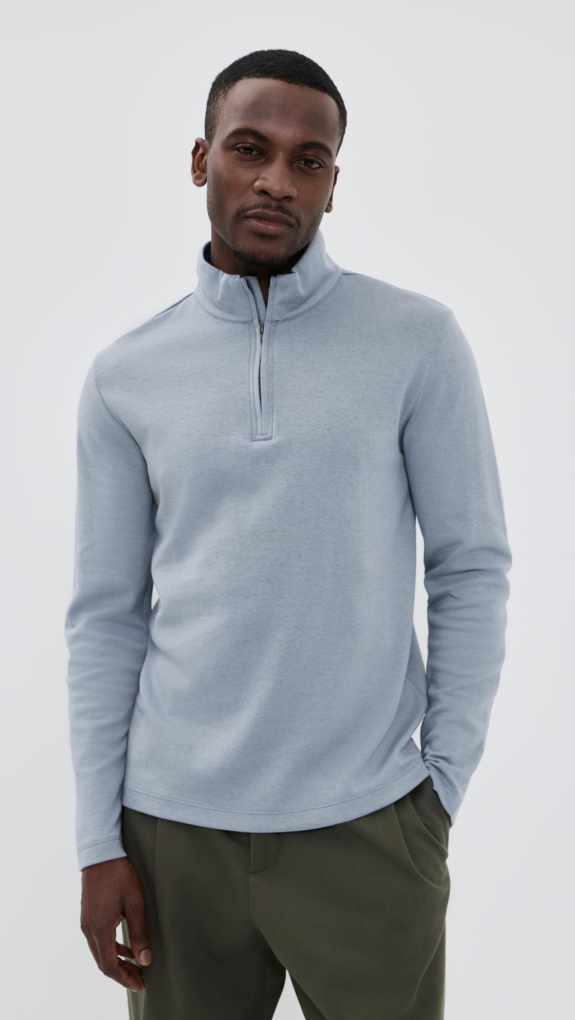 Cotton Blend Double Quarter Zip Pullover by VINCE