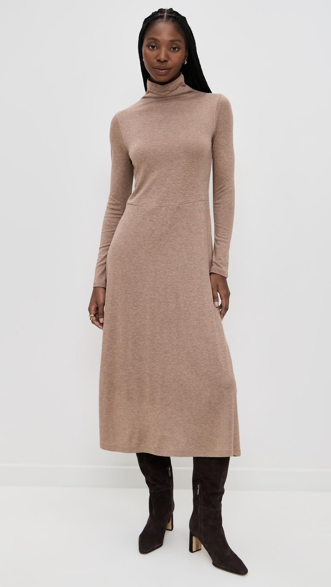 Cozy Long Sleeve Funnel Neck Dress by VINCE