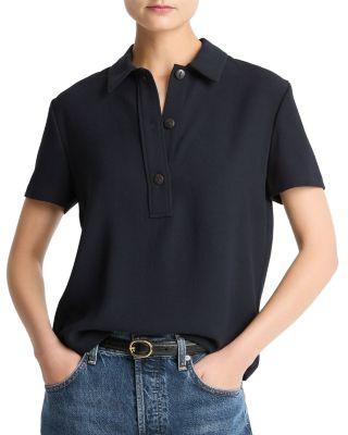 Crepe Short Sleeve Polo by VINCE