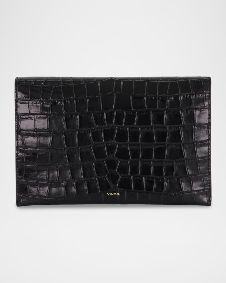 Croc-Effect Leather Bifold Clutch Bag by VINCE