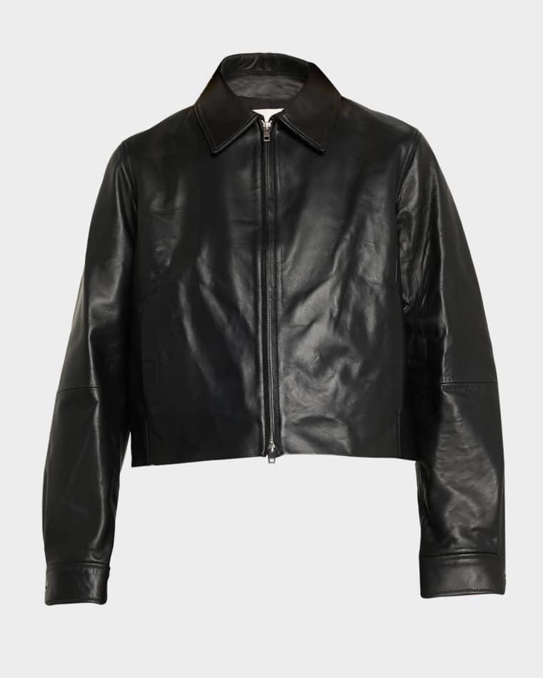 Cropped Faux Leather Jacket by VINCE