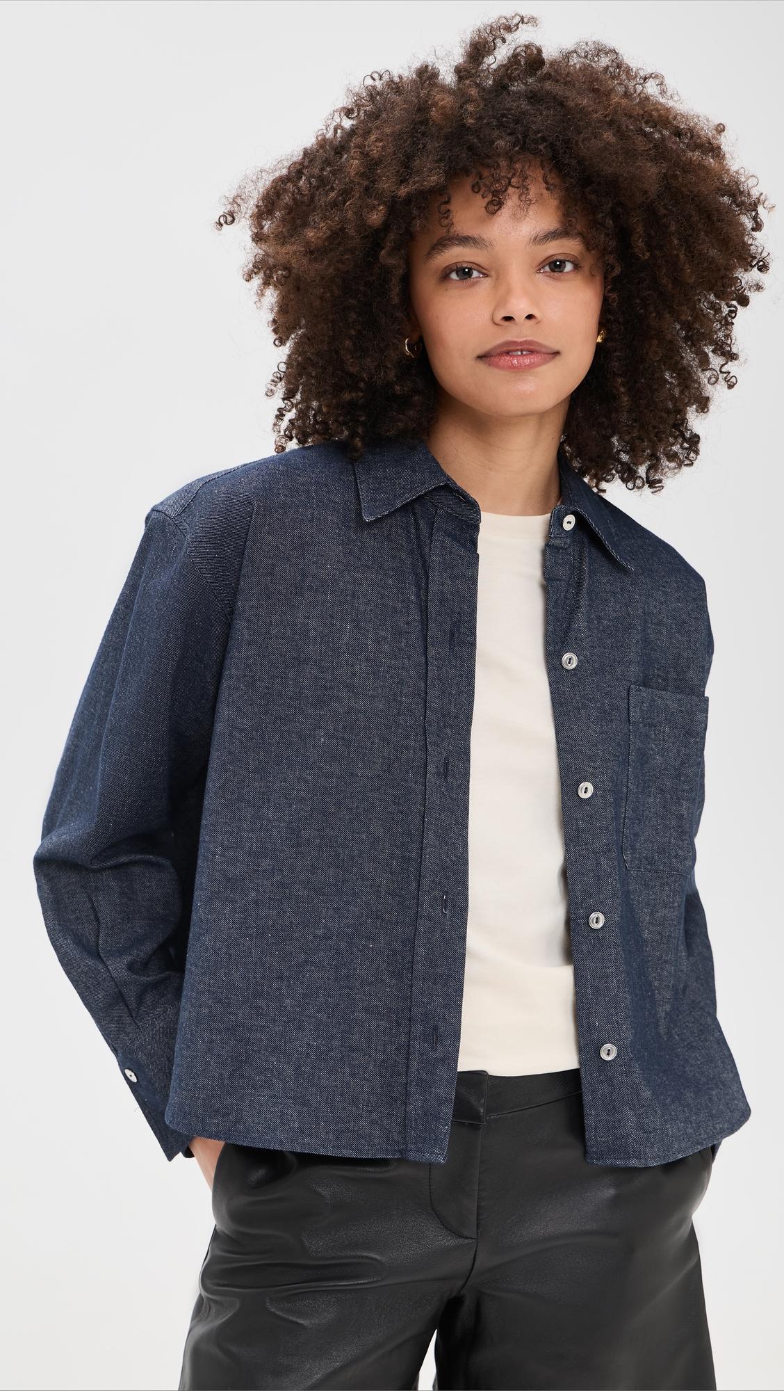 Cropped Long Sleeve Shirt by VINCE