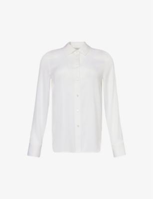 Curved-hem slim-fit silk-blend shirt by VINCE