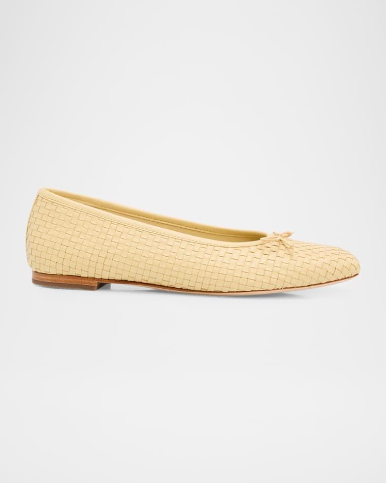 Darla Woven Leather Ballerina Flats by VINCE
