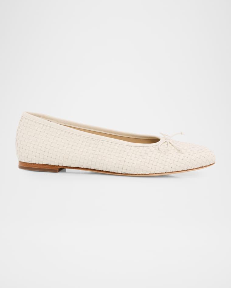 Darla Woven Leather Ballerina Flats by VINCE