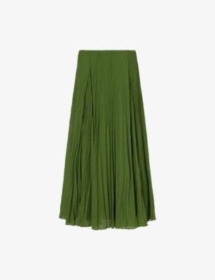 Elasticated-Waistband Crinkled Cotton-Blend Maxi Skirt by VINCE