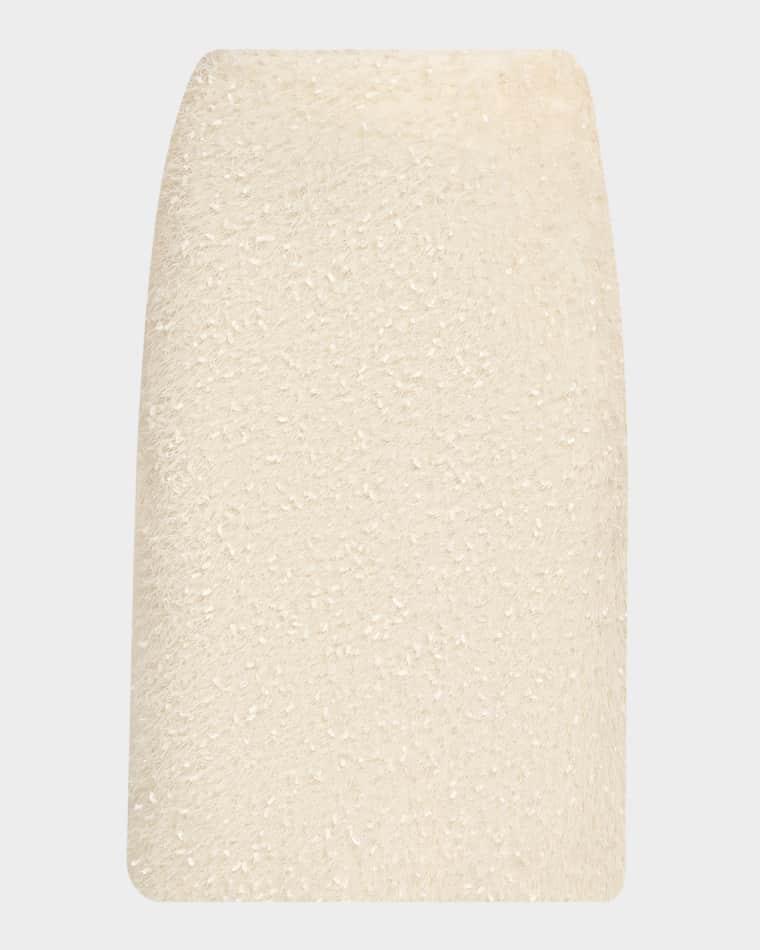 Feathery-Fringe Knee-Length Skirt by VINCE