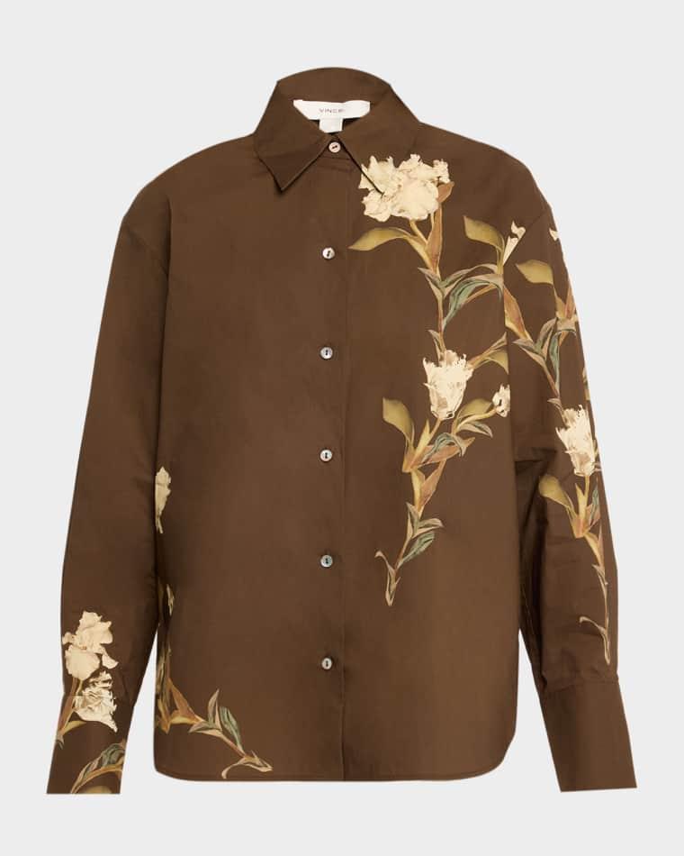 Floral Long-Sleeve Cotton Shirt by VINCE