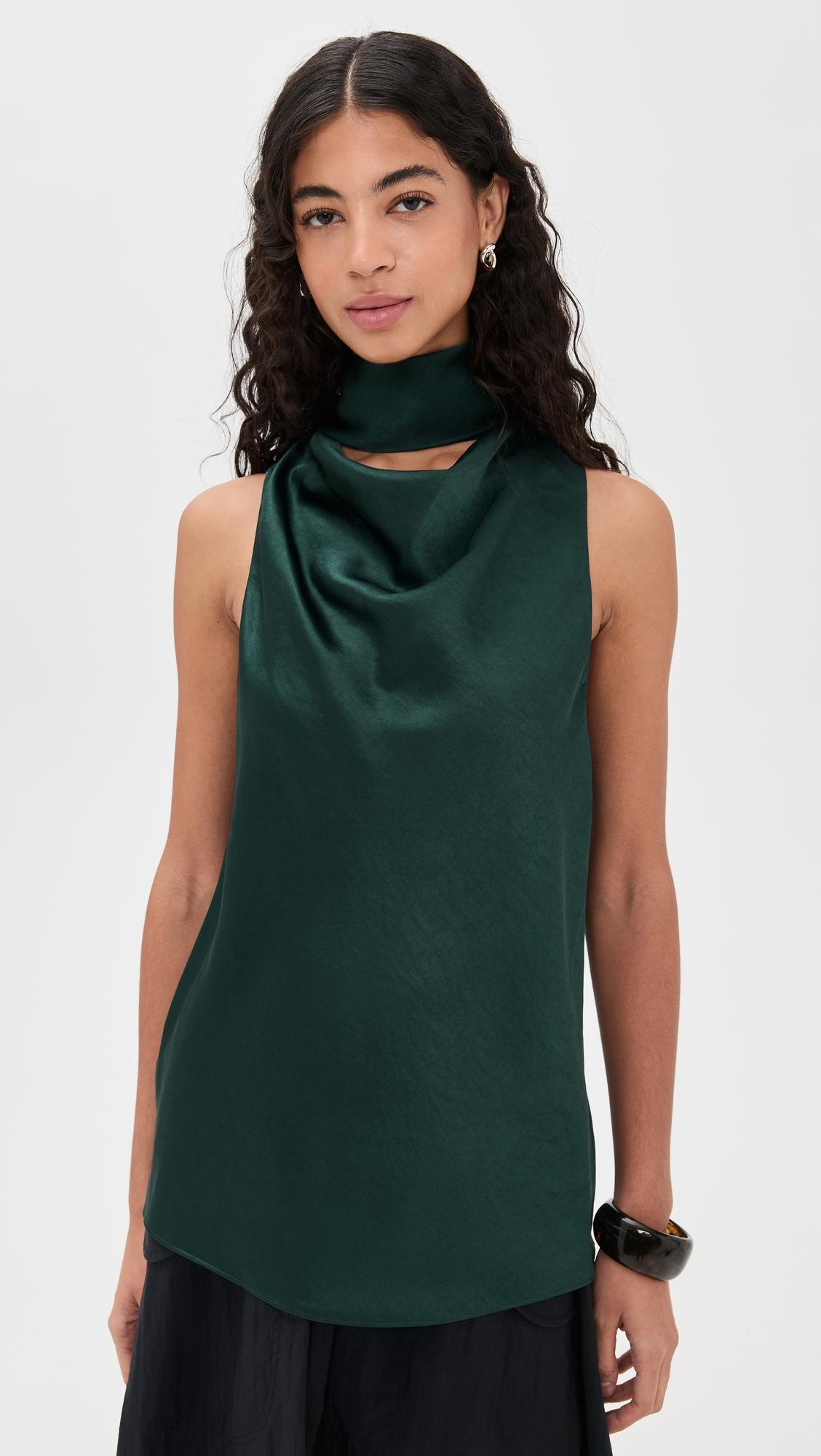 Fluid Satin Scarf Top by VINCE