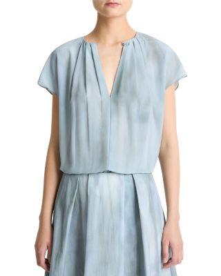 Gathered Cap Sleeve Blouse by VINCE