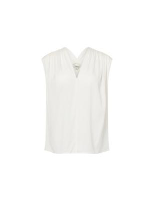 Gathered V-Neck Silk Top by VINCE
