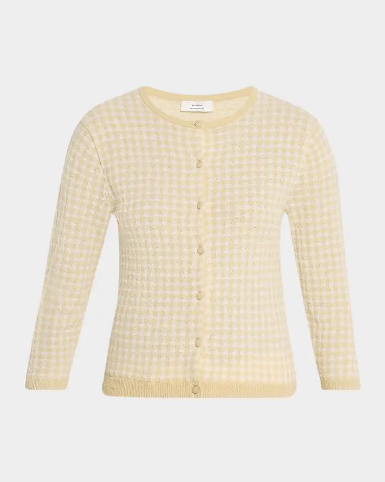 Gingham Knit Cardigan by VINCE