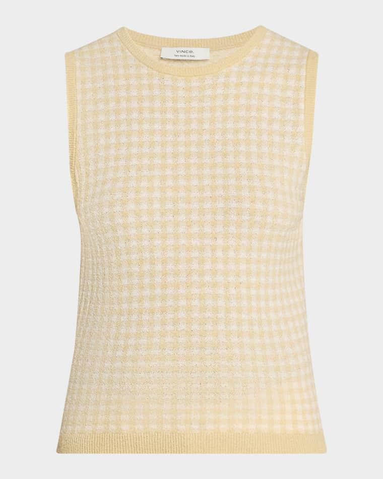 Gingham Knit Tank Top by VINCE