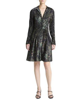 Grape Vine Crushed Satin Shirt Dress by VINCE