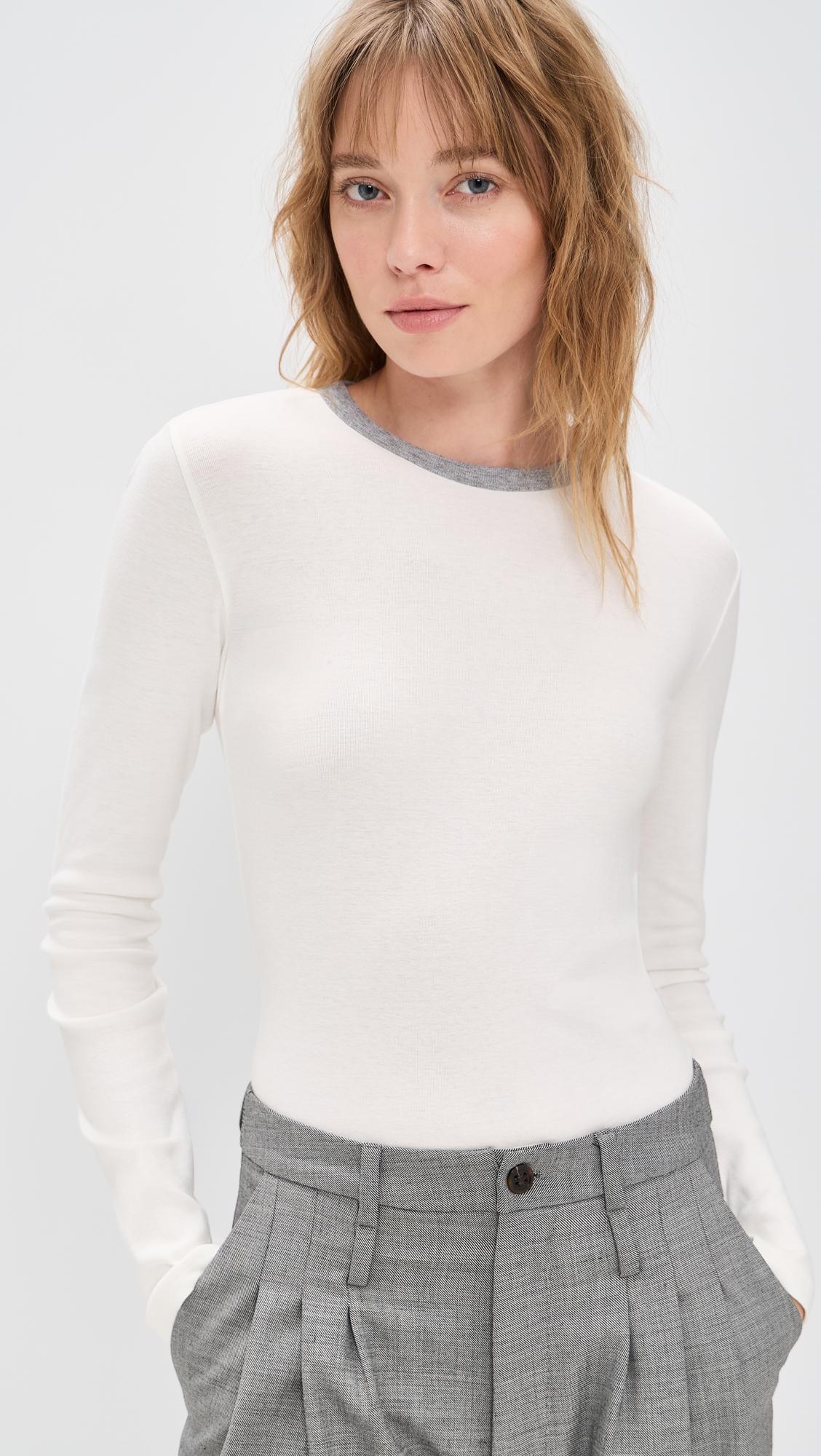 Heather Tipped Long Sleeve Crew Tee by VINCE