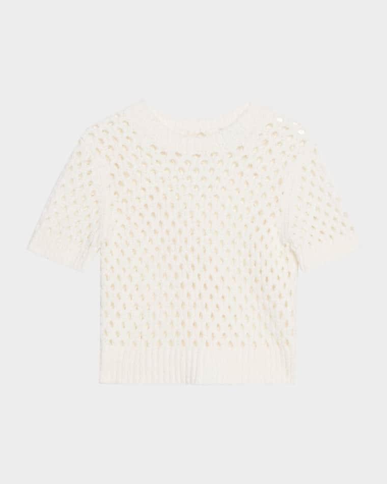 Honeycomb Short-Sleeve Sweater by VINCE