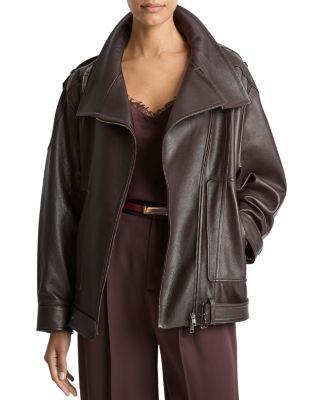 Leather Oversized Biker Jacket by VINCE