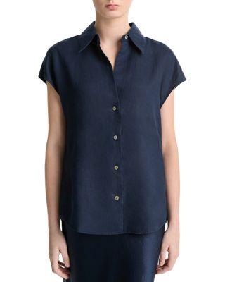Linen Cap Sleeve Shirt by VINCE