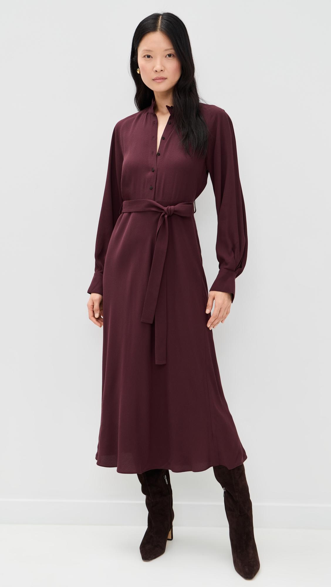 Long Sleeve Collar Stand Shirt Dress by VINCE