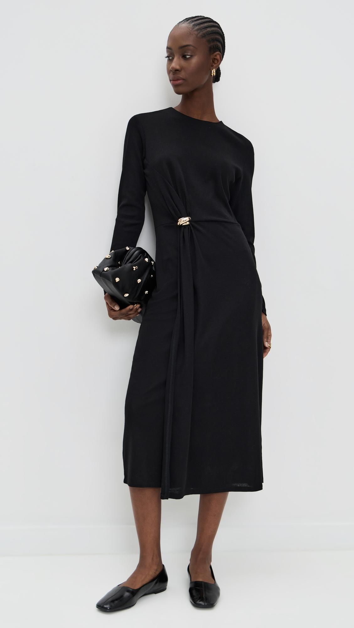 Long Sleeve Side Drape Dress by VINCE