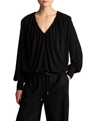 Long Sleeve V Neck Bubble Top by VINCE