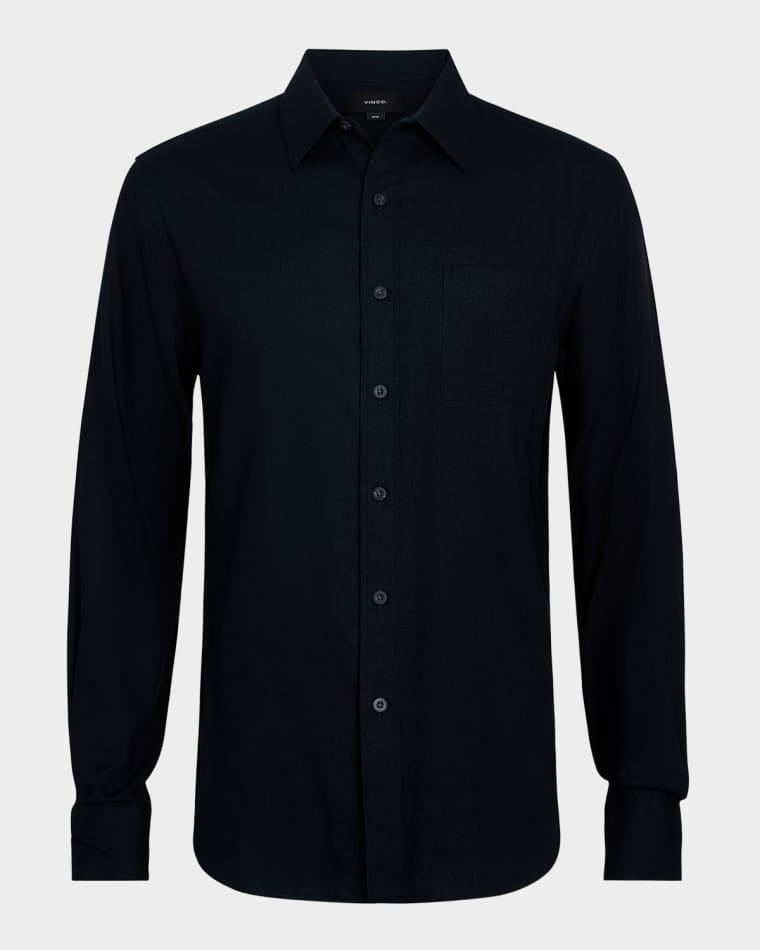 Men's Cotton and Wool Twill Sport Shirt by VINCE