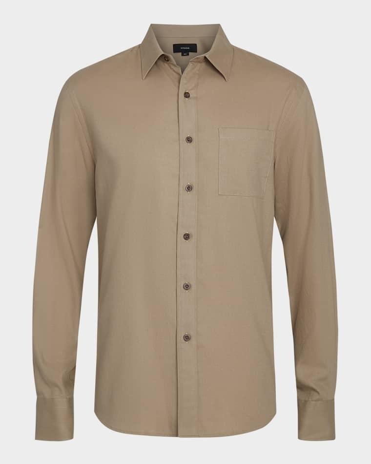 Men's Cotton and Wool Twill Sport Shirt by VINCE