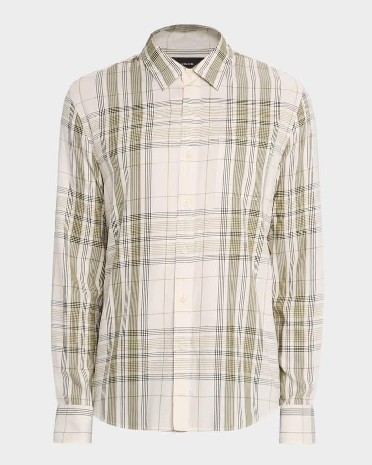 Men's Dunluce Plaid Long-Sleeve Button-Down Shirt by VINCE