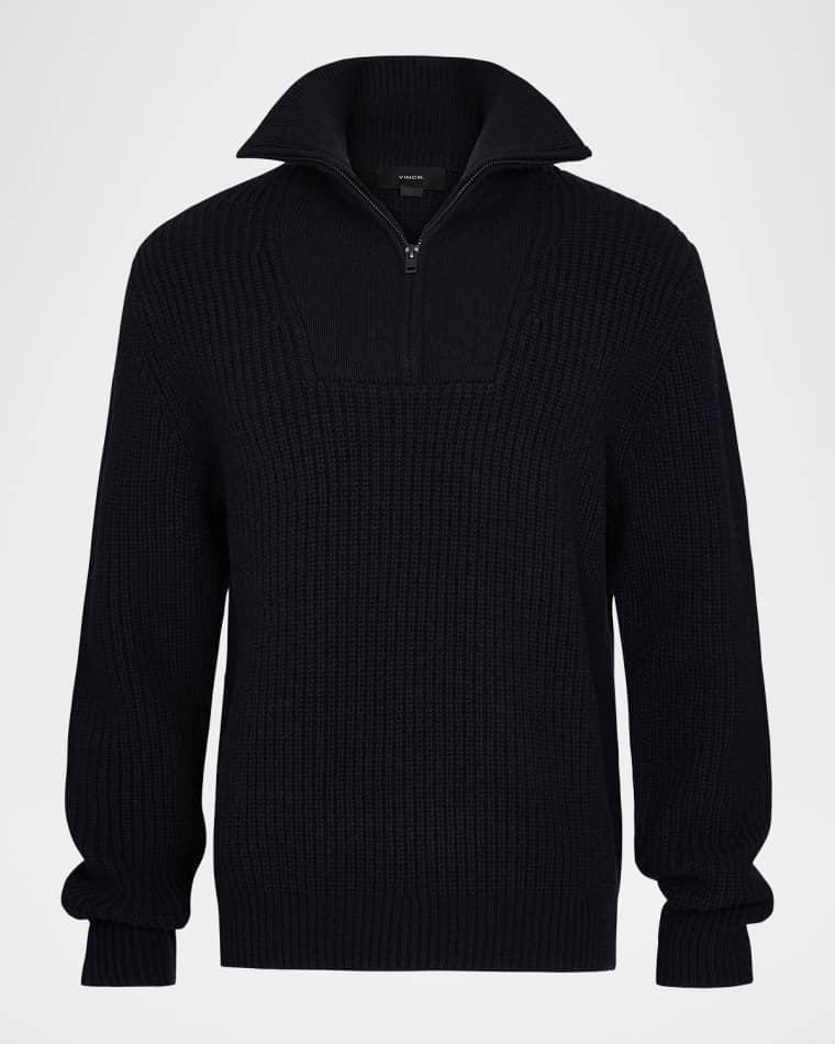 Men's Heirloom Shaker Wool-Cashmere Quarter-Zip Sweater by VINCE