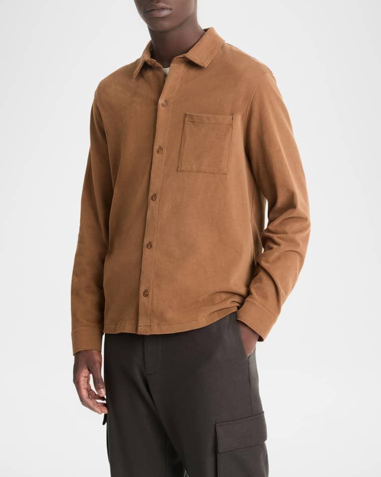Men's Sueded Jersey Casual Button-Down Shirt by VINCE