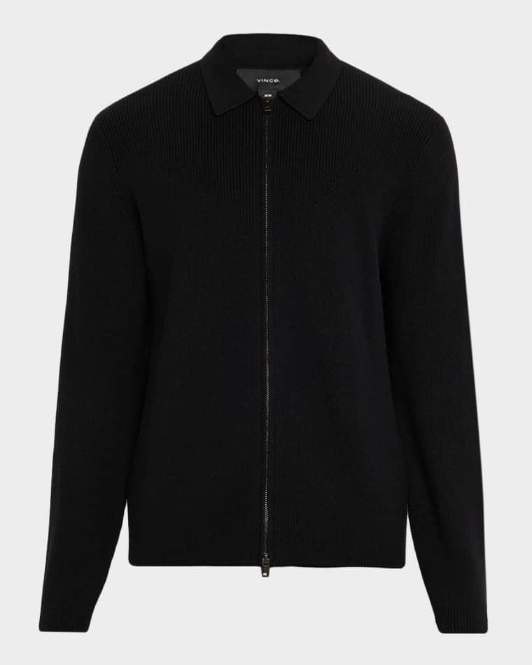 Men's Wool-Blend Two-Way Zip Cardigan Shirt Jacket by VINCE
