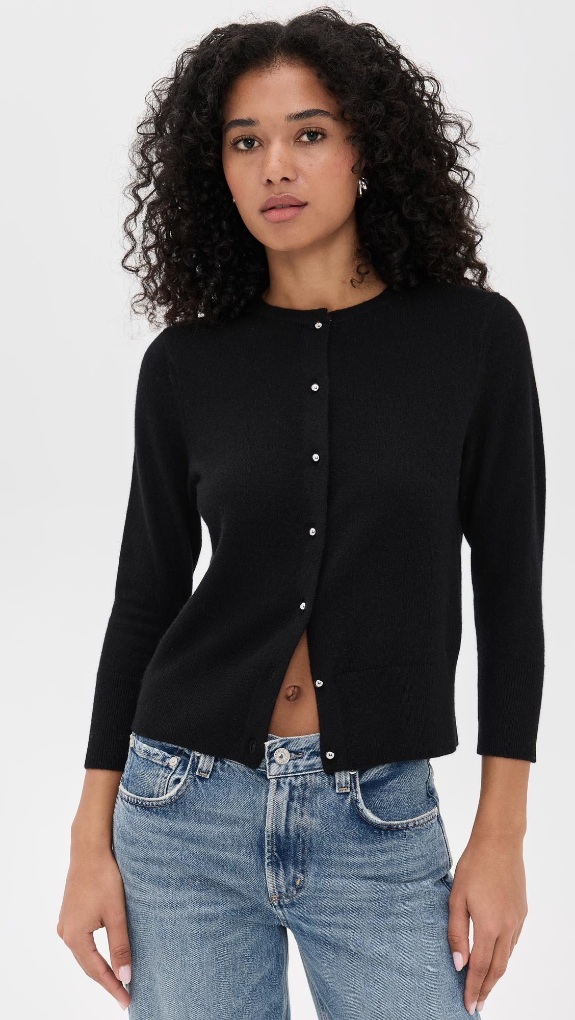 Metal Button Cardigan by VINCE